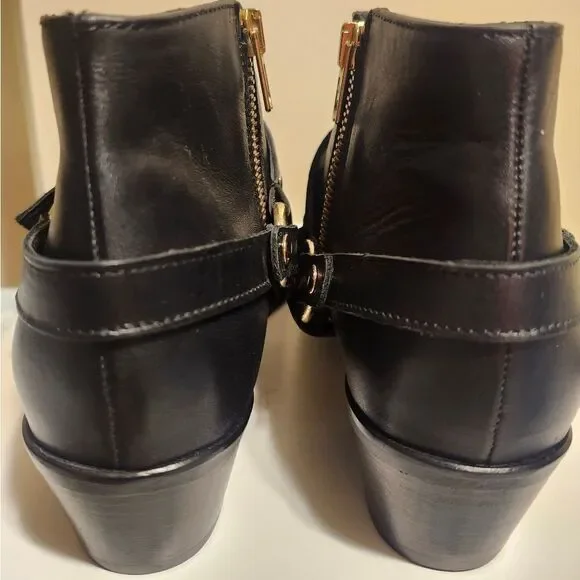New J. Crew "Remi" Black Leather w/Harness Ankle Boots Size 7.5 (Retail $268) - Picture 6 of 9